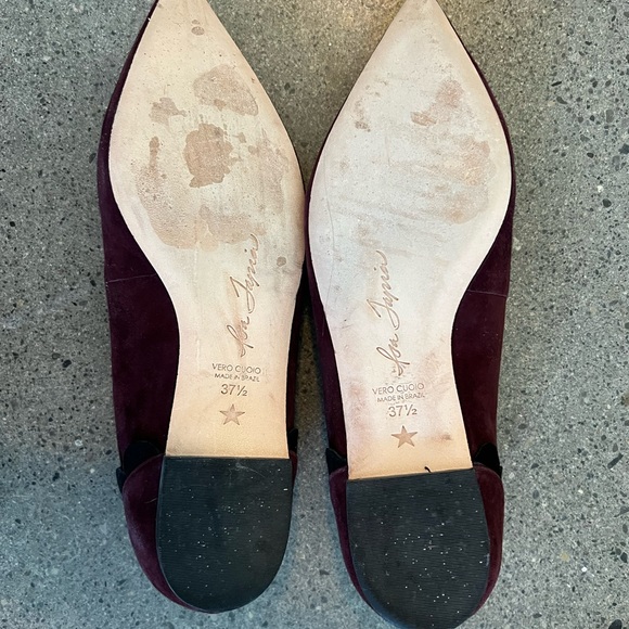 Black and red suede flats, heart design - Picture 3 of 4